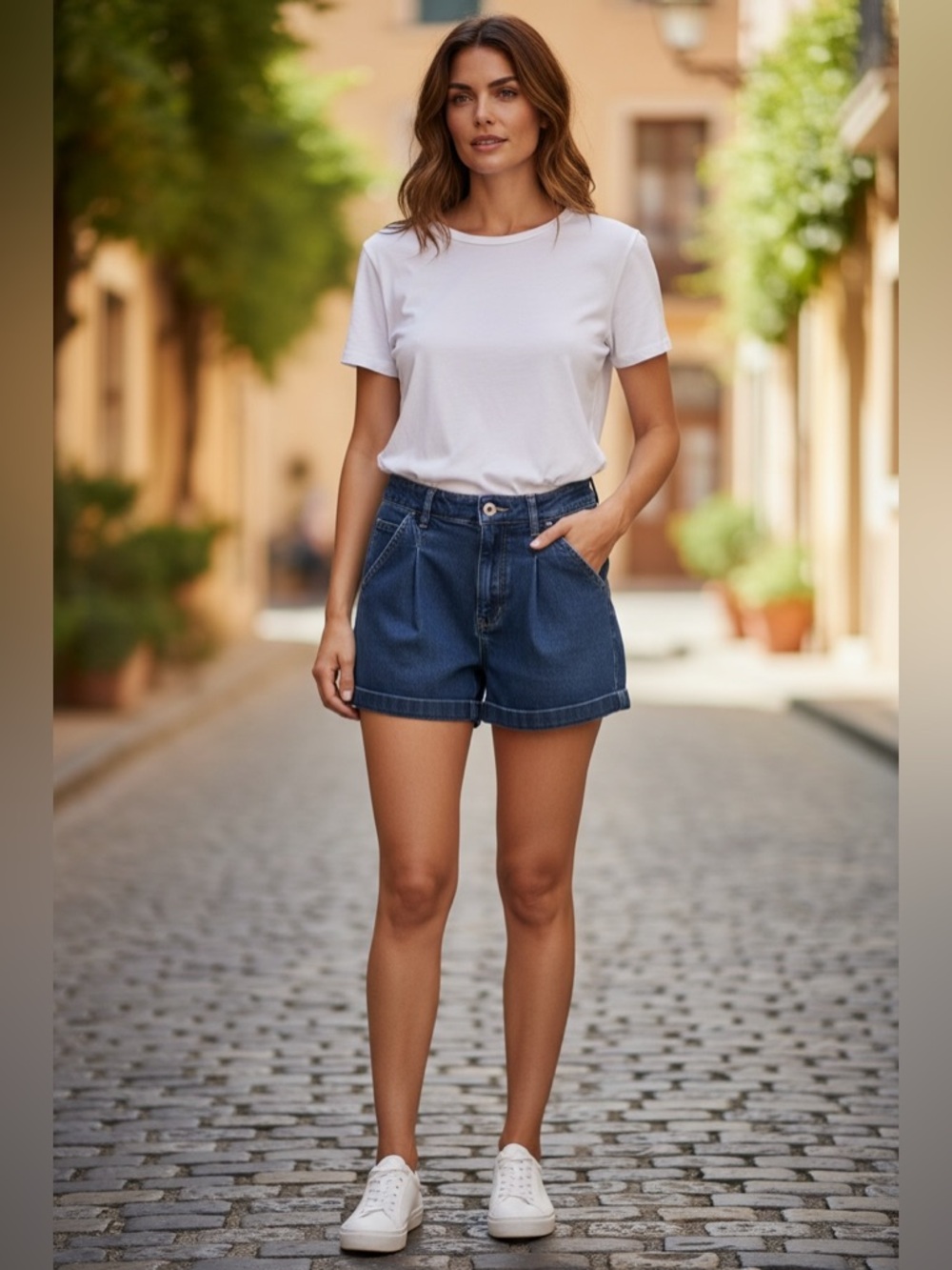 Express Pleated Mom High Rise Shortie Denim Cuffed Shorts Size 4